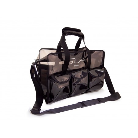 Sac make up transparent noir avec pochettes latérales scratch